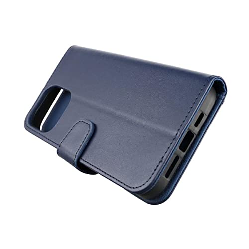 Rvelon Funda de Billetera diseñada para iPhone 13 Pro MAX, Compartimento Extra para Tarjetas, a Prueba de Golpes, Elegante Cuero Azul, protección Total.