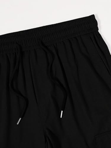Image of Vogaan Casual Solid Men's Loose Fit Drawstring Cargo Pants with Multiple Pockets | Cotton Cargos for Men