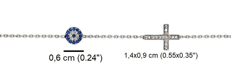 MYSTIC JEWELS By Dalia 925 Sterling Silver Evil Eye and Cross CZ Bracelet, Birthday Gift, New Year3