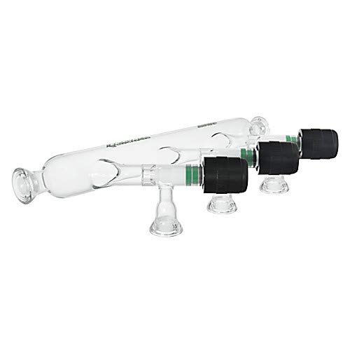 Chemglass AF-0061-02 Series AF-0061 Vacuum Manifold, Airfree, Schlenk, Inert Gas, Single Bank, 4-Port, 390 mm Length
