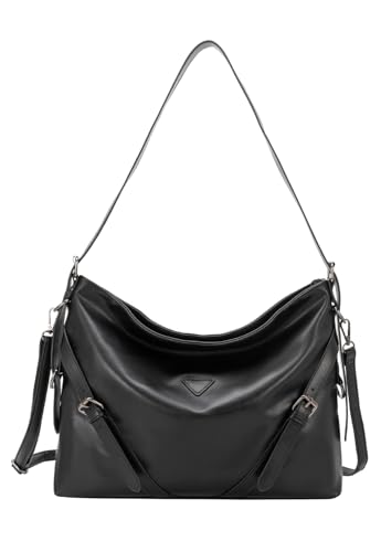 Lenna's Hobo Bag Bolsa Transversal Tamanho Grande Casual Fashion Metalizada Preta