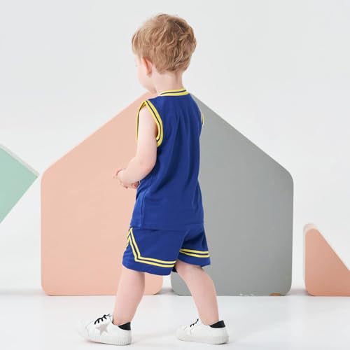 Image of Volunboy Kids Sports Shorts Sets Boys Jerseys Tracksuit 2 Piece Basketball Performance Tank Top and Mesh Shorts Set