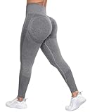 NORMOV Seamless Workout Butt Lifting Leggings - Booty Scrunch Gym Leggings for Women(AB Grey,M)
