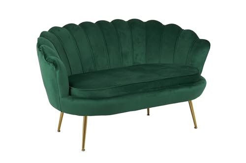 IlGruppone Divano Due 2 Posti in Velluto Forma Conchiglia Gambe in Metallo Camera Soggiorno Ufficio - Petrolio