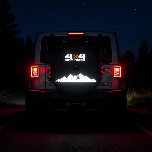 Faux Leather Spare Tire Cover with Camera Hole, L-XL-XXL for Jeep Wrangler JL Sport Sahara Rubicon & Ford Bronco, Bright Glow in the Dark When Rear Car Light Shine (XXL: Tire Diameter 33.5-35 inch)