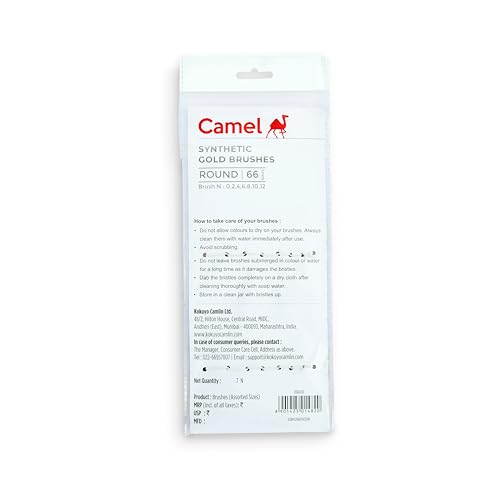 Camlin Kokuyo Paint Brush Series 66 - Round Synthetic Gold, Set of 7