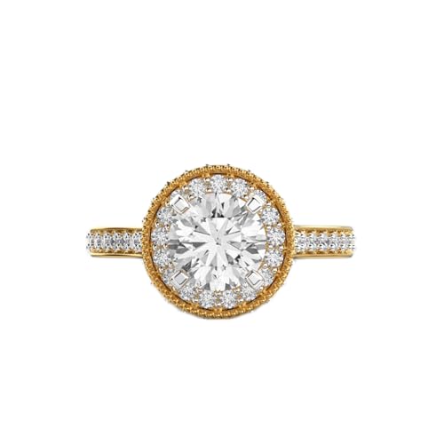 Bague moissanite argent sterling 925 plaqué or luxe femme ronde