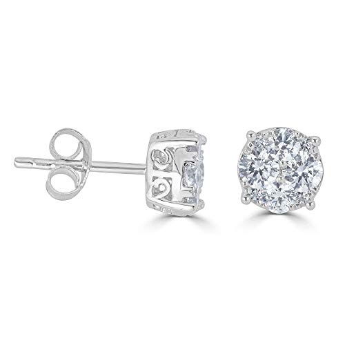 1/2Ct Diamond Stud Earrings Set In Sterling Silver #TOP1