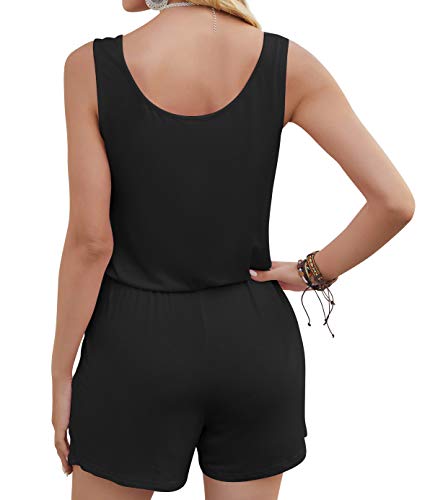 Image of DouBCQ Womens Summer Casual Sleeveless Loose Jumpsuits Romper with Pockets