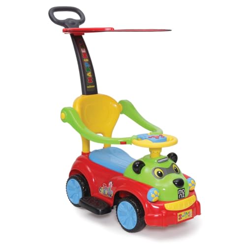 Moni Rutschauto, Rutscher Panda 3 in 1 mit Griff, Lehne, Bügel, Fußstütze, Sonnendach (Rot) – Bild 4