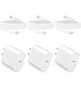 3-Pack USB C Wall Charger Block 20W,MFi Certified PD Fast Type C Charging Block Plug Compatible w...