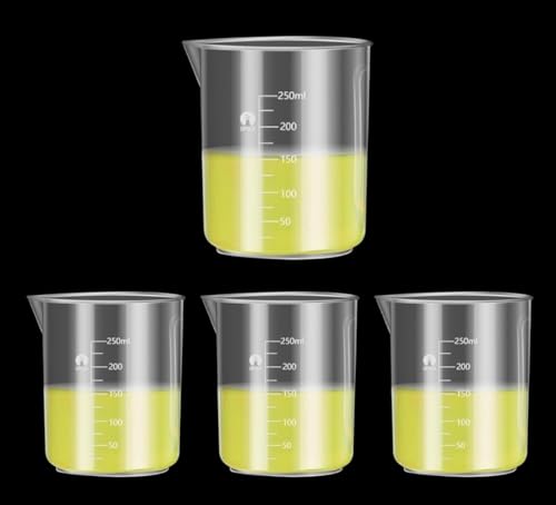 Image of 250ml Plastic Measuring Cups Graduated Epoxy Resin Mixing Cups, Small Beaker, Plastic Measuring Cup for Epoxy Resin, Paint, Art Craft, Soap Candle Tumbler Making (4, 250ml)