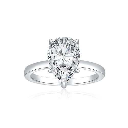 925 Sterling Silver Engagement Rings for Women Pear Cut Cubic Zirconia Wedding Promise Rings for Her Size 4-12.5