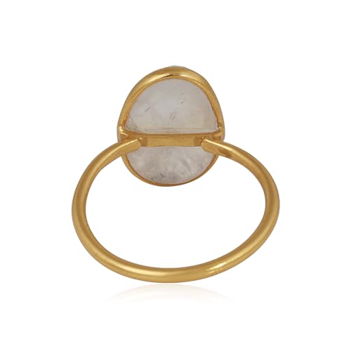 14K Yellow Gold Plated Rose Quartz Moonstone Labradorite Ring in 925 Sterling Silver for Women4