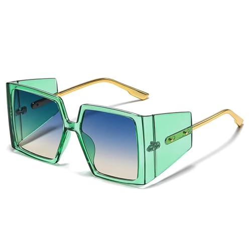 Lunettes de soleil vintage punk steampunk surdimensionnées rétro UV400 femmes vert bleu jaune