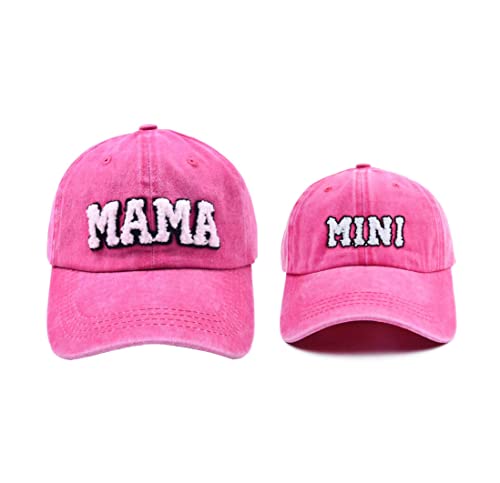 2PCS Parent-Child Hats Mama Hat Mini Hat Mother Child Daughter Son Baby Family Retro Baseball Cap Snap Cap Mothers Day Red