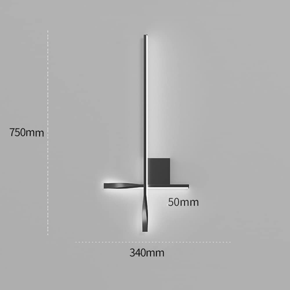 Nowoczesna dekoracyjna lampa ścienna LED do sypialni - liniowa lampa ścienna w kształcie krzyża, długa metalowa lampa z akrylowym kloszem