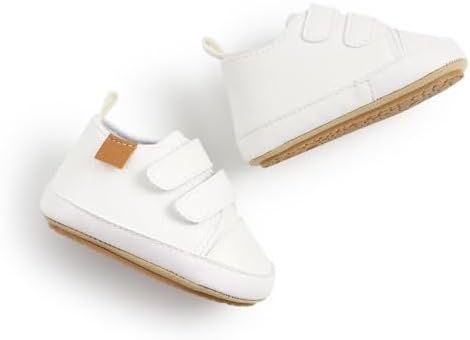BABSMULY Baby Boys Girls Shoes Non-Slip Rubber Sole High-Top PU Leather Sneakers Infant First Walking Shoes Toddler Crib Shoes Newborn Loafers Flats.(White, 3-6 Months) - 4