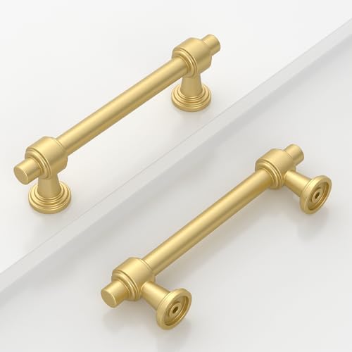 Image of 10 Pack 3.75 inch(96mm) BrushedGold Cabinet Pulls Kitchen Cabinet Handles Cabinet Hardware Drawer Pulls for Cupboard CK0081