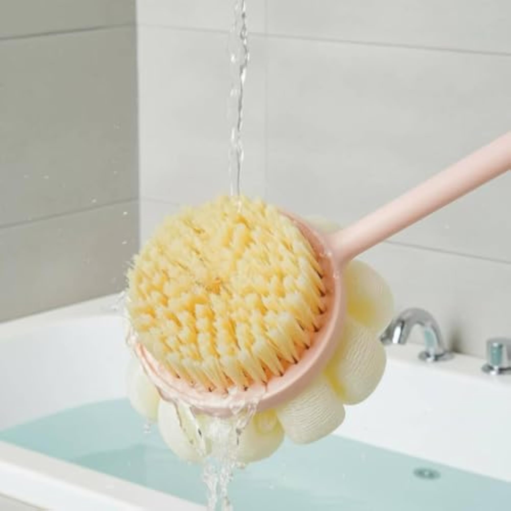 Soft Bristles 2-in-1 Shower Brush, Pink