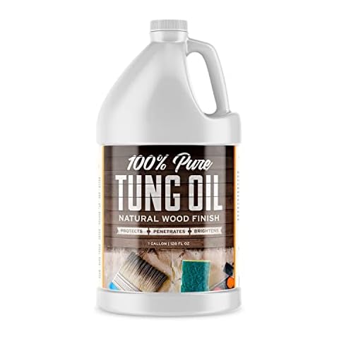 Ecoxall Pure Tung Oil - 128 Fl Oz - 1 Gallon - 100% Pure Tung Oil for Wood Finishing - Ideal for Furniture Polish - Preserve and Restore Furniture, Wood Flooring, Patio and more Cover
