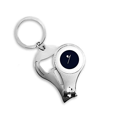 White Music Eighth Rest Black Nail Nipper Ring Key Chain Bottle Opener Clipper