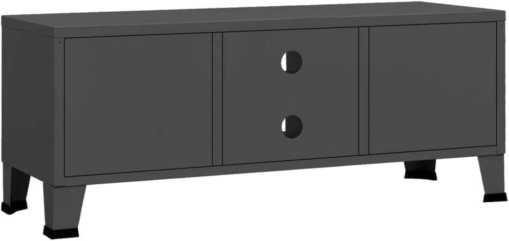 Industrial Anthracite TV Cabinet with 2 Doors and 1 Shelf, Metal Entertainment Center TV Console Table Media Furniture for Living Room, Office, Bedroom 41.3"x13.8"x16.5"