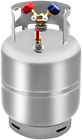 automoris 30 LBS Capacity Refrigerant Recovery Tank, 4 Gal 435 Psi Portable Cylinder Tank with Y-Valve for Liquid/Vapor, High-Sealing Recovery Can for R12, R22, R134, Gray