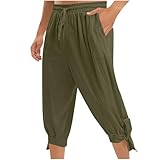 Army Lime Green Mens Faux Linen Pants for Man Brunch Medieval Gothic Capri Pirate Costumes Cosplay Winter Fall Pants 2026 Clothes Fashion 3XL