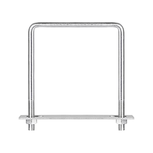 Image of uxcell Square U-Bolts, 122mm(4.8 inch) Inner Width 160mm Length M10 304 Stainless Steel U Clamp Bolt with Nuts and Plates, for Boat Trailer