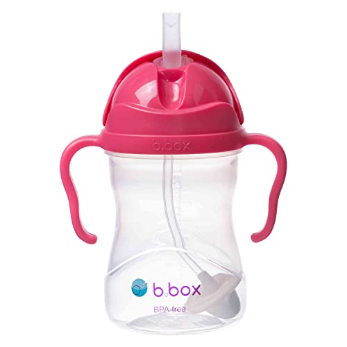 Image of b.box Sippy Cup with Weighted Straw. Leak & Spill Proof. Easy Grip. BPA Free, Dishwasher Safe. Sip from Any Angle. Ideal for Babies 6m+ to Toddlers. (Raspberry, 8oz)