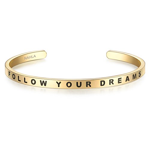 Preisvergleich Produktbild Bangle Edelstahl vergoldet FOLLOW YOUR DREAMS