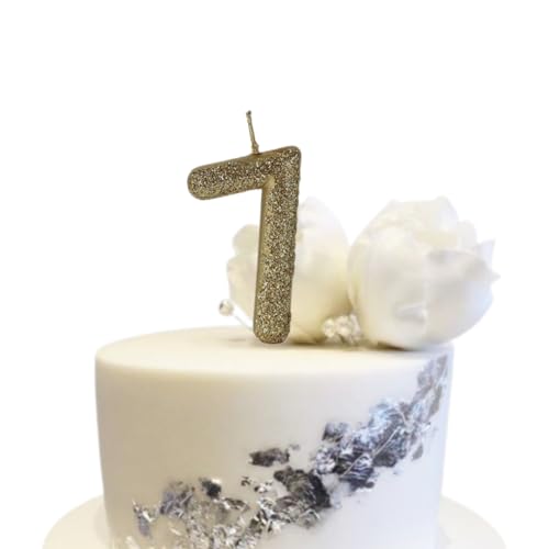 Image of Wanna Party Number 7 Glitter Gold Candle for Birthday Decoration Items /Cake Toppers /Cake Decorations