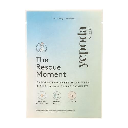 Yepoda - THE RESCUE MOMENT - Una sola sheet mask - Mascarilla facial exfoliante con un cocktail de PHA, AHA & algas (25 ml)