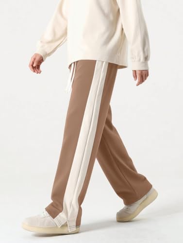Image of GRECIILOOKS Trouser for Men | Man Relaxed Fit Trousers Twill Track Style | Straight Fit Wide Leg Trousers for Mens with Drawstring Waist | Korean Casual Travel Streetwear Pants