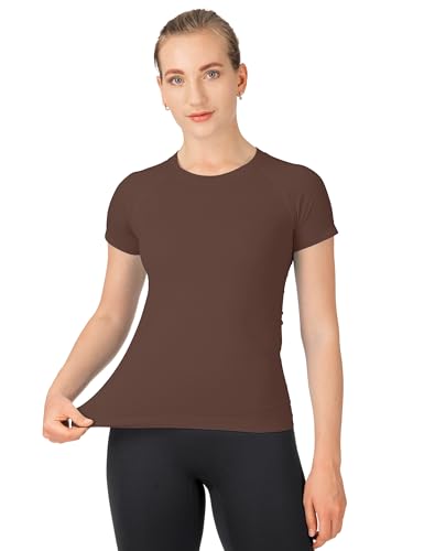 Image of MathCat Seamless Workout Tops for Women Short Sleeve Yoga Running Shirts,Breathable Athletic Compression Shirt Women XS-XL