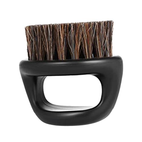 IWOWHERO Men's Beard Brush Barber Fade Brush Boar Bristle Hair Brush for Mustache Shaving Portable Black Handle Black Bristles