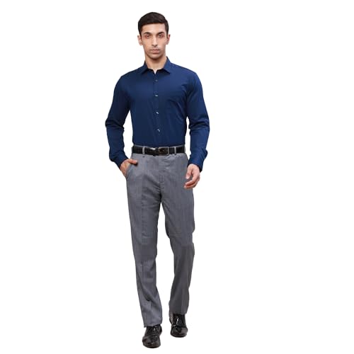 Image of Raymond Slim Fit Poly Viscose Blend Structure Pattern Flat Front Formal Trouser