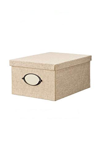 KVARNVIKStorage box with lid, beige25x35x20 cm