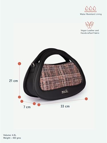 Image of ZOUK Nadia Sling Bag for Women - Stylish Crossbody with Cutout Top Handle | Handcrafted Shoulder Bag with Multiple Pockets & Water-Resistant Lining | Formal & Casual Use |