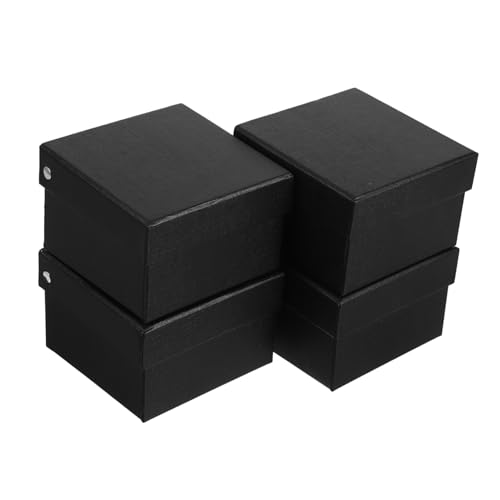 HOODANCOS 4個 翻盖式 ネク スカーフ用 ボックス 黒 小型 輸送箱 厚手紙製 保護包装用 収納ケース