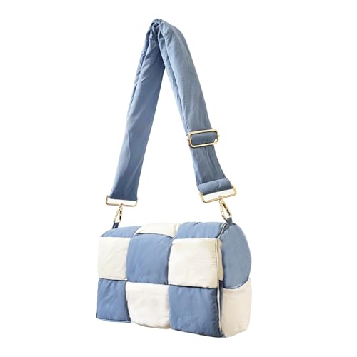 Image of Shoulder Bag Lightweight Puffer Tote Crossbody Bag Handwoven for Women | waterproof nylon, durable, soft padded texture, versatile for travel, work, weekend, everyday, adjustable strap