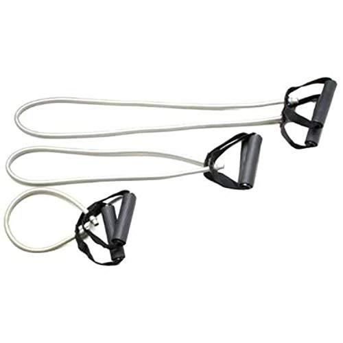 CanDo Exercise Tubing with Handles Full Body Set, Silver, 18/36/48 Inch