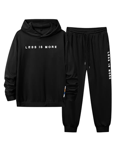 Babioboa Men's Sweat Suit Jogging Sport Suit Casual Pullover Outfit Hoodie and Sweatpant Set 2 Piece Fashion (Black,S)