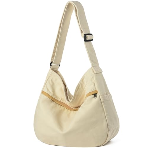Image of Canvas Hobo Crossbody Shoulder Tote Bag for Women and Men Large Purse Messenger Bag Travel Work Shopping
