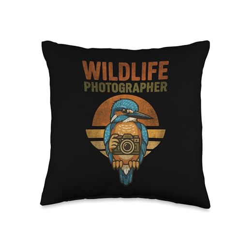 Wildlife Photographer Kingfisher Bird Camera Photography Throw Pillow