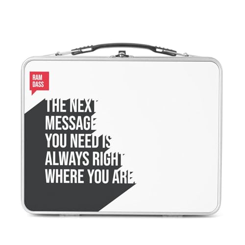 Lunch Box in metallo argentato per sandwich e snack – The Next Message You Need Is Always Right Quote Ram Dass Inspire Motivate Spiritual Meditation – Scatola da gustare in alluminio, ciotola rigida