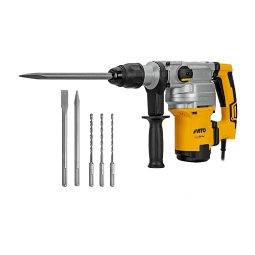 VITO - Marteau perforateur burineur 1050W SDS MAX 9 joules 3750 coups/min Burins et Forets inclus Mallette