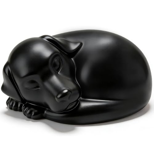 FUFYUKEY Dog Urn, Dog Urns for Ashes, for Pets Up to 75 Lbs, Sleeping Doggie Pet Memorial Keepsake Funeral Urn for Dogs Ashes, Resin Cremation Dogs Urns (Black-B, Medium (61 Cubic inches)) by FUFYUKEY - Image 4