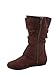 Link Klein-70k Girl's Kid's Faux Suede Two Buckle Zipper Flat Heel Mid Calf Slouchy Boot Shoes (12 B(M) US, Brown)